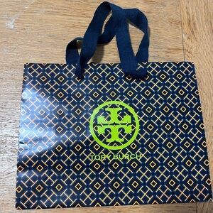 Tory Burch Navy and Neon Green Geometric Tote